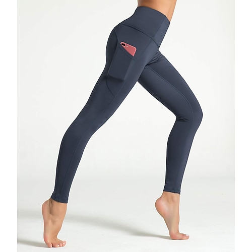 

Femme Collants Legging Gris Foncé Bleu Marine Noir Taille médiale basique Sportif Yoga Aptitude Gymnastique Micro-élastique Cheville Contrôle du Ventre Couleur Pleine XS S M L XL / Grande Taille