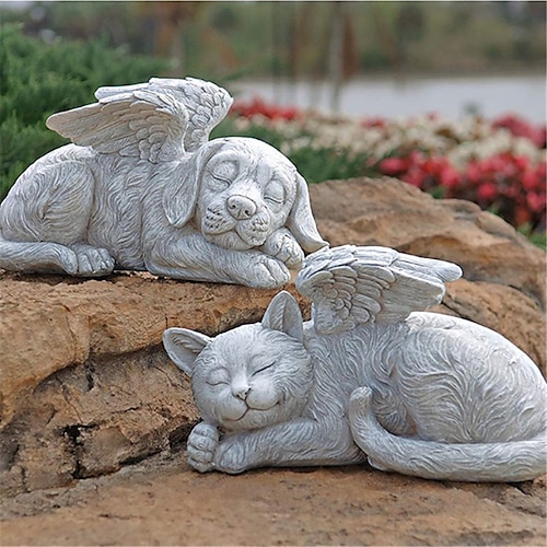 

Angel Cat And Dog Courtyard Design Decoration Piece Resin Crafts Leisure Basking