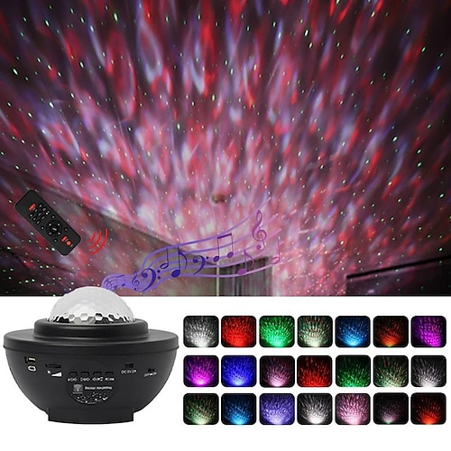 

Projector with Bluetooth Music Speaker LED Starry Sky Projection Laser Lamp Night Scape Lighting Water Stripe Lamp Christmas Halloween Children Baby Gift with Remote Control