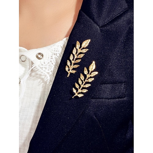 

Women's Brooches Geometrical Leaf Elegant Fashion Classic French Sweet Brooch Jewelry Gold For Daily Carnival Prom Work Festival / 2pcs