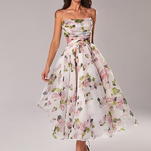 

Women's Party Dress Casual Dress Slip Dress Midi Dress Green Purple Pink Sleeveless Floral Print Spring Summer Spaghetti Strap Modern Party 2022 XS S M L XL XXL