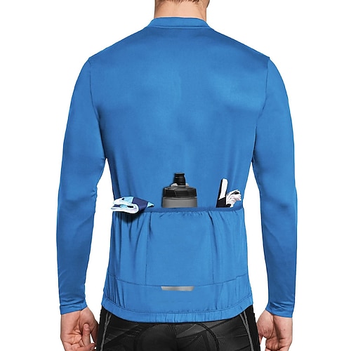 

Men's Long Sleeve Cycling Jersey with 3 Rear Pockets Polyester Black Blue Mint Green Bike Sweatshirt Jersey Top Mountain MTB Road Bike Multi-Pockets Quick Dry Sports Clothing Biking Shirt