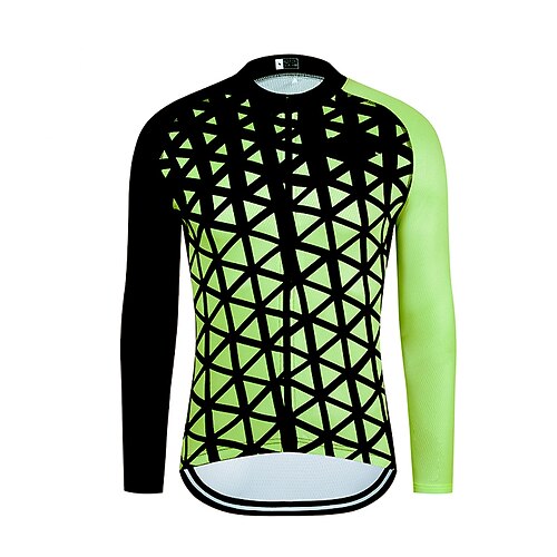 

21Grams Men's Cycling Jersey Long Sleeve Bike Top with 3 Rear Pockets Mountain Bike MTB Road Bike Cycling Breathable Quick Dry Moisture Wicking Reflective Strips Green Orange Blue Polyester Spandex
