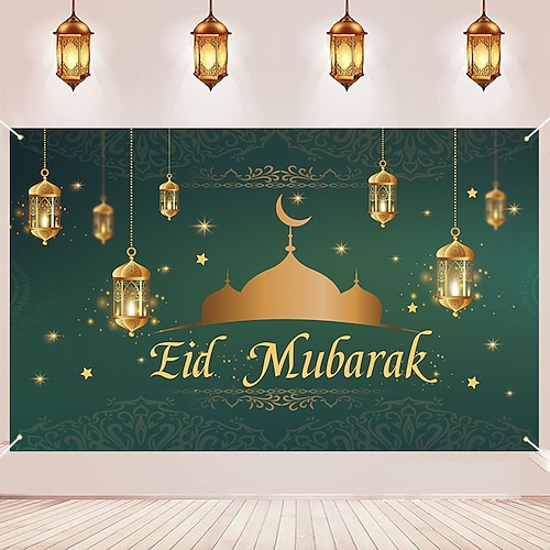 

Eid al Fitr Banner Muslim Eid al Fitr decorative Flag Ramadan Scene Layout Background Cloth Hanging Flag