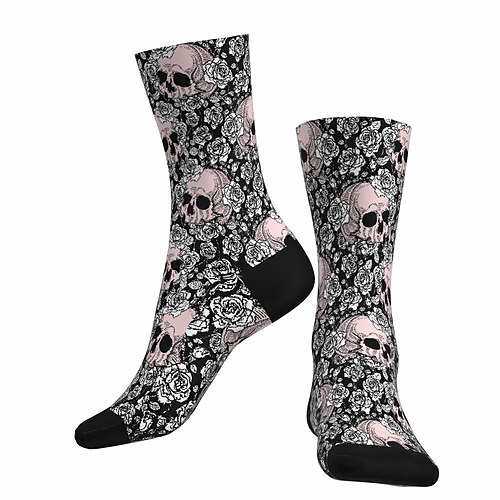 

Socks Cycling Socks Men's Women's Outdoor Exercise Bike / Cycling Breathable Soft Comfortable 1 Pair Skull Floral Botanical Cotton Black S M L / Stretchy