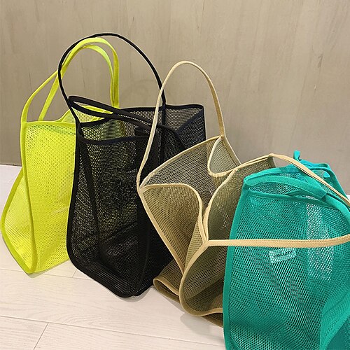 

Women's Girls' Beach Bag Tote Nylon Daily Holiday Outdoor Large Green (Double Layer Mesh) Large fluorescent green (double-layer mesh) Large Khaki (Double Layer Mesh) Large Black (Double Net)
