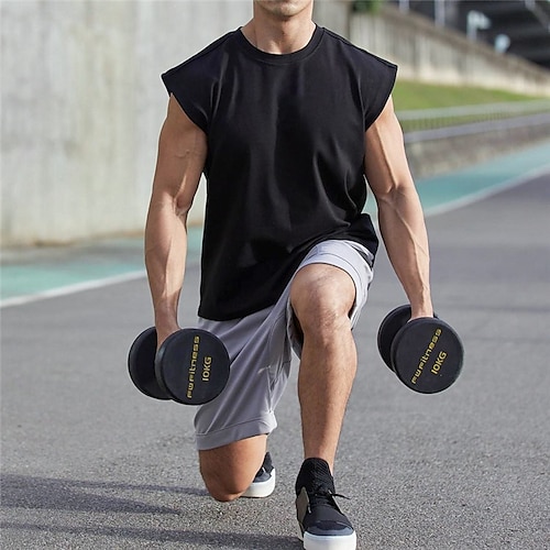 

Men's T shirt Tee Tank Top Vest Top Undershirt Sleeveless Shirt Solid Color Crew Neck Casual Daily Sleeveless Clothing Apparel 100% Cotton Sports Fashion Lightweight Muscle