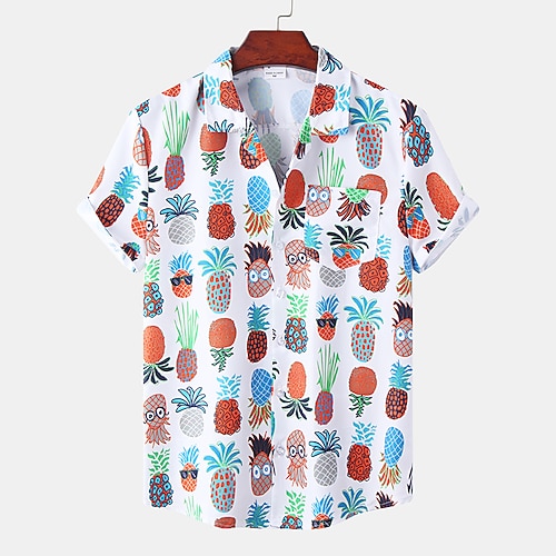 

Men's Shirt Summer Hawaiian Shirt Graphic Shirt Fruit Classic Collar White 3D Print Casual Daily Short Sleeve Print Clothing Apparel Fashion Designer Casual Hawaiian / Beach