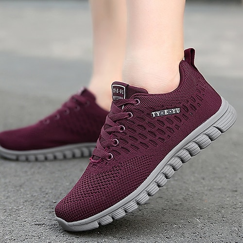 

Women's Hiking Shoes Sneakers Walking Shoes Shock Absorption Breathable Quick Dry Lightweight Fishing Climbing Running Breathable Mesh Spring Summer Black Burgundy / Round Toe