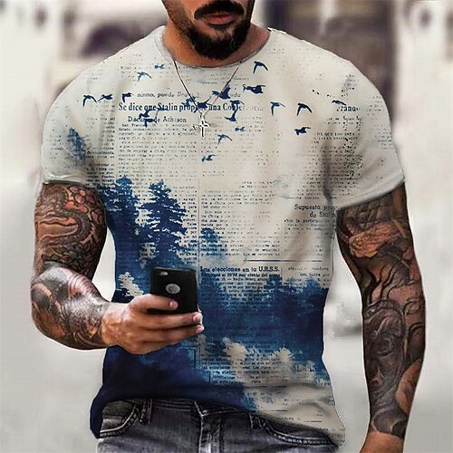 

Men's T shirt Tee Graphic Tie Dye Crew Neck Beige 3D Print Daily Sports Short Sleeve Print Clothing Apparel Designer Casual Classic Big and Tall / Summer / Summer