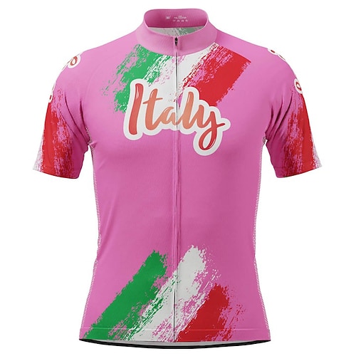 

21Grams Men's Cycling Jersey Short Sleeve Bike Top with 3 Rear Pockets Mountain Bike MTB Road Bike Cycling Breathable Quick Dry Moisture Wicking Reflective Strips Rosy Pink Graffiti Polyester Spandex