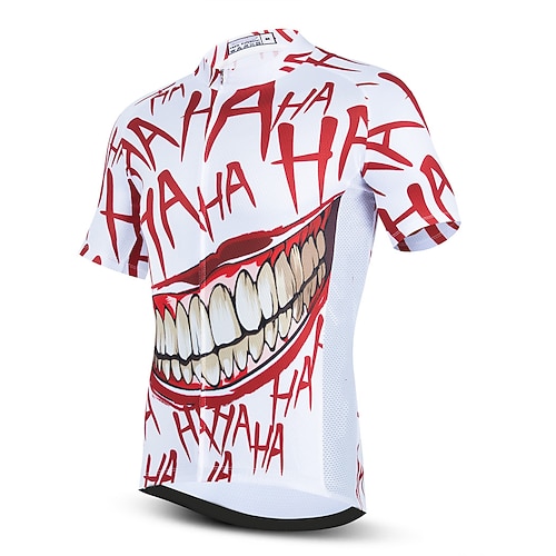 

21Grams Men's Cycling Jersey Short Sleeve Bike Top with 3 Rear Pockets Mountain Bike MTB Road Bike Cycling Breathable Quick Dry Moisture Wicking Reflective Strips White Graphic 3D Polyester Spandex