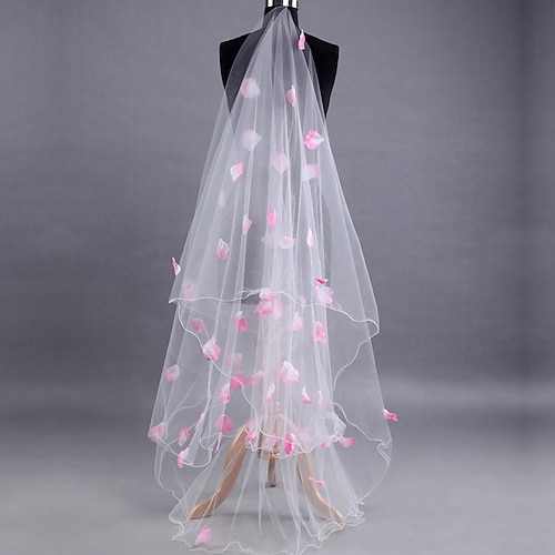 

One-tier Cute Wedding Veil Elbow Veils with Petal / Appliques 118.11 in (300cm) Tulle