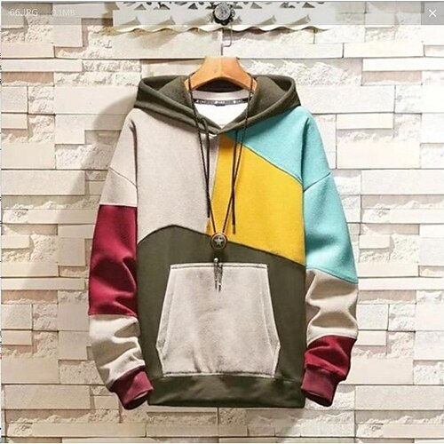 

Men's Hoodie Pink Khaki Hooded Graphic Color Block Patchwork Casual Cotton Cool Casual Big and Tall Winter Fall & Winter Clothing Apparel Hoodies Sweatshirts Long Sleeve