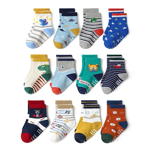 

Toddler Unisex Socks Rainbow Striped Print Antiskid Fall Winter Cartoon Daily 1-5 Years