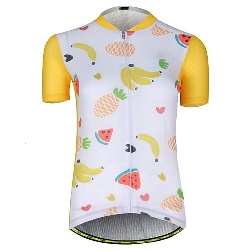 

21Grams Women's Cycling Jersey Short Sleeve Bike Top with 3 Rear Pockets Mountain Bike MTB Road Bike Cycling Breathable Quick Dry Moisture Wicking Reflective Strips Yellow Fruit Polyester Spandex