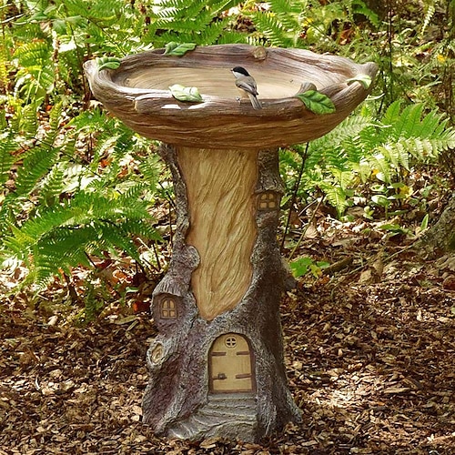 

Fairy Bird Bath Polyresin Bird Feeder Garden Ornament for Indoor Outdoor Decoration