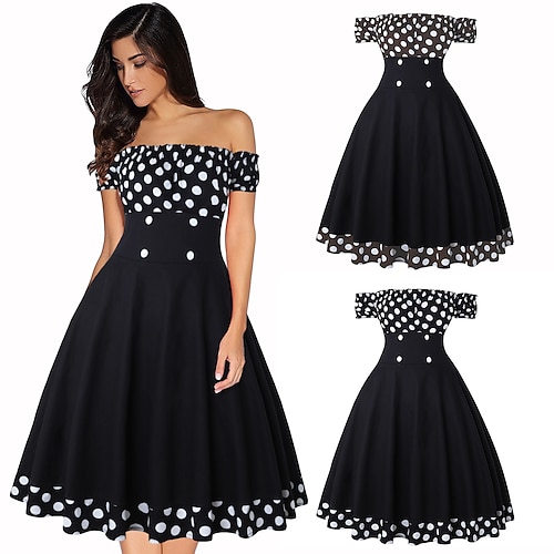 

Audrey Hepburn Plus Size Retro Vintage 1950s Cocktail Dress Vintage Dress Dress Flare Dress Women's Costume Vintage Cosplay Event / Party Festival Short Sleeve Dress