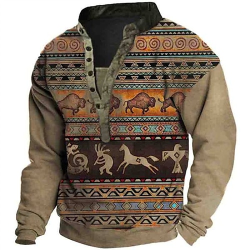 

Men's Sweatshirt Pullover Animal Patterned Graphic Prints Print V Neck Sports & Outdoor Casual Daily 3D Print Basic Casual Hoodies Sweatshirts Long Sleeve Gray Army Green Khaki