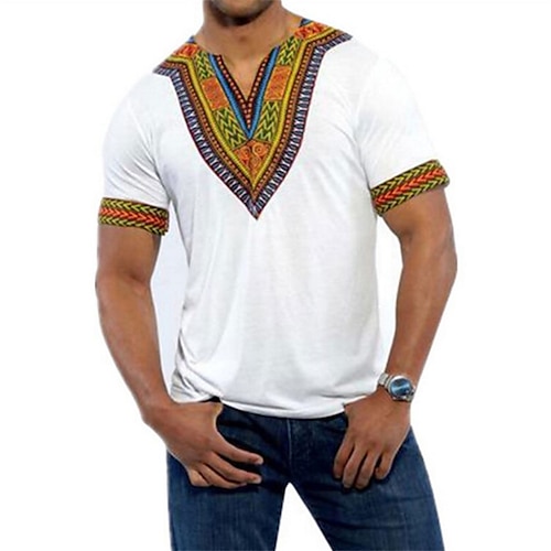 

Men's T shirt Tee Graphic Tribal V Neck Casual Holiday Short Sleeve Clothing Apparel Fashion Boho Lightweight Big and Tall