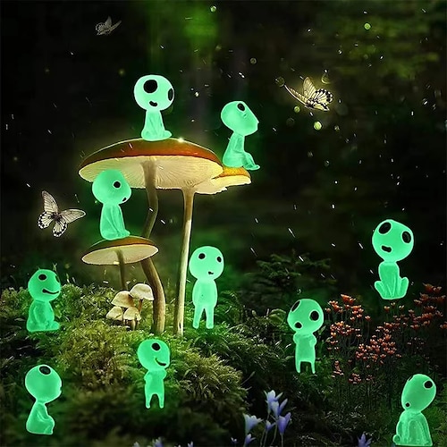 

5pcs Luminous Tree Elves Spirit Princess Mononoke Micro Landscape Figure Ornament Glowing Miniature Gardening Potted Decor