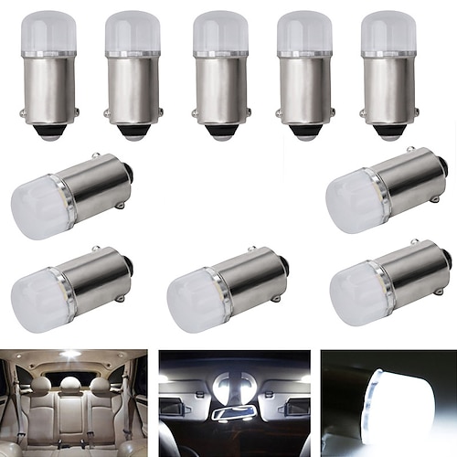 

10PCS/lot Super Bright 12V Car Led Light BA9S Ceramic COB LED Light Bulbs BA9S T4W Car License Plate Light Reading Lamp White 12v