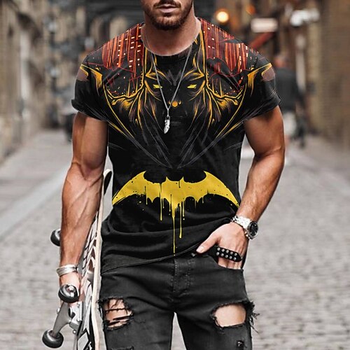 

Men's T shirt Tee Tee Graphic Round Neck Blue Red Brown Black 3D Print Casual Daily Short Sleeve 3D Print Clothing Apparel Fashion Cool Designer Comfortable / Summer / Summer