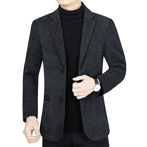 

Men's Casual Blazer Regular Regular Fit Solid Color Dark Grey Black Wine 2022