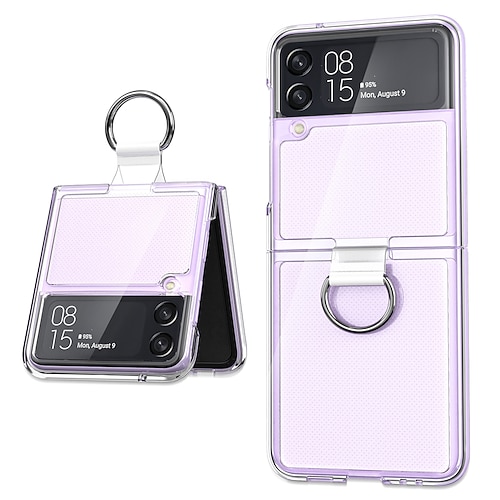 

Phone Case For Samsung Galaxy Full Body Case Z Flip 3 Shockproof Dustproof Ring Holder Solid Colored PC PVC