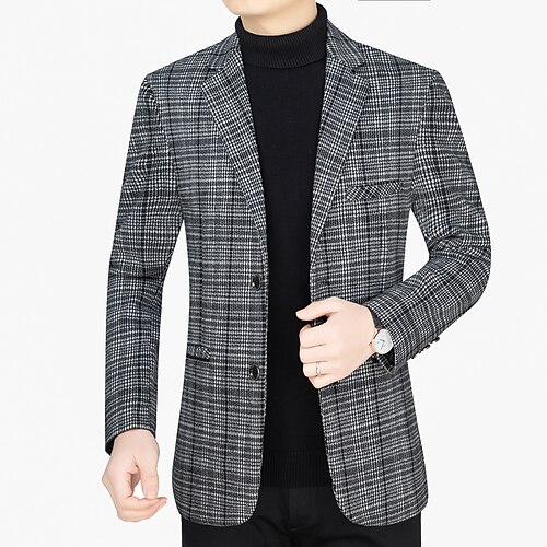 

Men's Casual Blazer Regular Regular Fit Plaid / Check Gray 2022