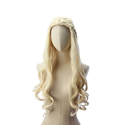 

Cosplay Wig Wavy Middle Part Wig Blonde One Color Synthetic Hair Women's Blonde