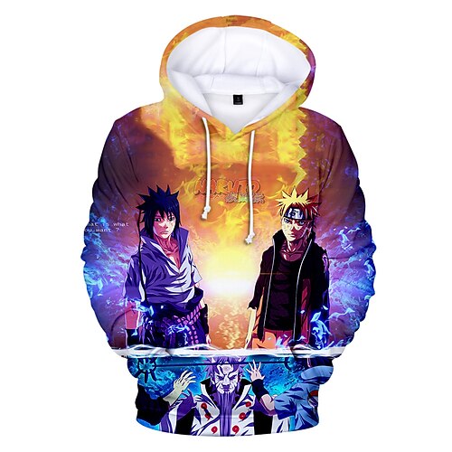 

Naruto Uchiha Sasuke Anime Cartoon Manga Print Harajuku Graphic Kawaii Hoodie For Men's Women's Adults' 3D Print Polyester / Cotton Blend