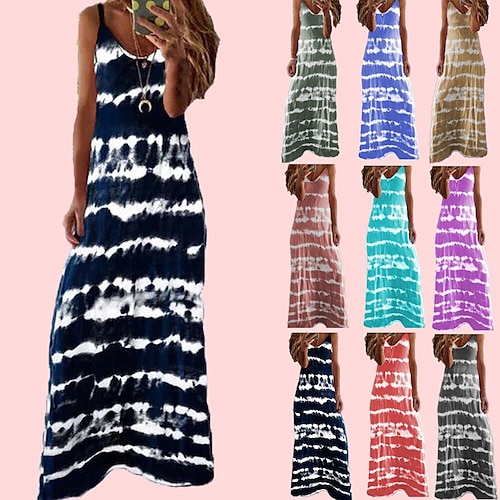 

Women's clothing suspenders horizontal stripes printed vest dress