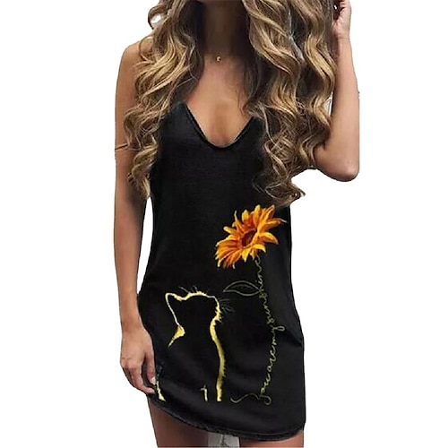 

Women's Casual Dress Shift Dress Mini Dress Black Blue Rainbow Sleeveless Flag Backless Spring Summer V Neck Modern Weekend 2022 S M L XL XXL 3XL