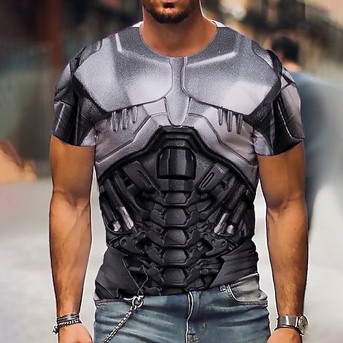 

Men's T shirt Tee Graphic Machine Crew Neck Black 3D Print Daily Sports Short Sleeve Print Clothing Apparel Designer Casual Classic Big and Tall / Summer / Summer