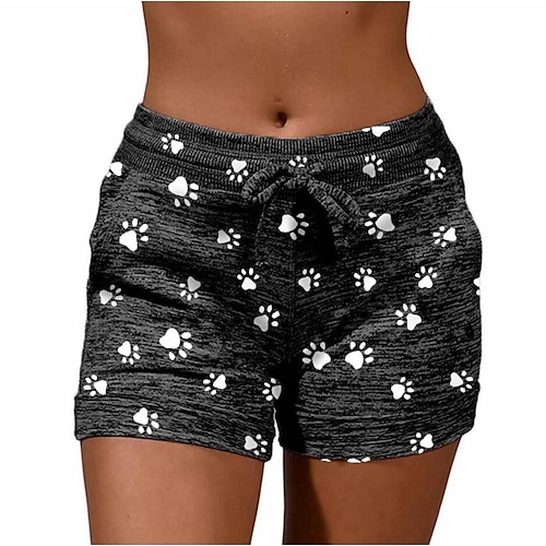 

Women's Shorts Cotton Blend Gray Black Mid Waist Sporty Athleisure Casual Weekend Side Pockets Print Micro-elastic Short Comfort Graphic S M L XL XXL
