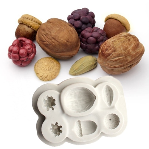 

3D Walnut Hazelnut Pine Nut Fondant Silicone Mold DIY Chocolate Mold Decorative Baking Tool