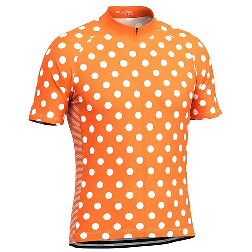 

21Grams Men's Cycling Jersey Short Sleeve Bike Top with 3 Rear Pockets Mountain Bike MTB Road Bike Cycling Breathable Quick Dry Moisture Wicking Reflective Strips Orange Red Blue Polka Dot Polyester