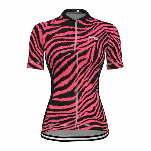 

21Grams Women's Cycling Jersey Short Sleeve Bike Top with 3 Rear Pockets Mountain Bike MTB Road Bike Cycling Breathable Quick Dry Moisture Wicking Reflective Strips Red Zebra Polyester Spandex Sports