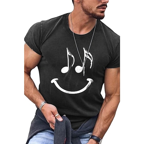 

Men's T shirt Tee Graphic Crew Neck Black / White Black Print Casual Holiday Short Sleeve Print Clothing Apparel Sports Fashion Designer Lightweight / Summer / Summer