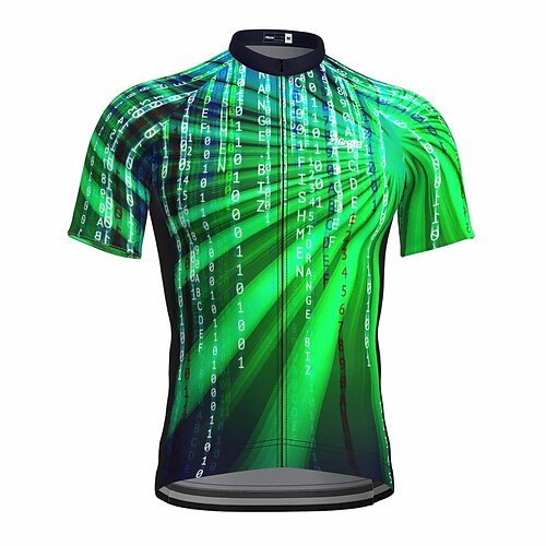 

21Grams Men's Cycling Jersey Short Sleeve Bike Top with 3 Rear Pockets Mountain Bike MTB Road Bike Cycling Breathable Quick Dry Moisture Wicking Reflective Strips Green Polyester Spandex Sports