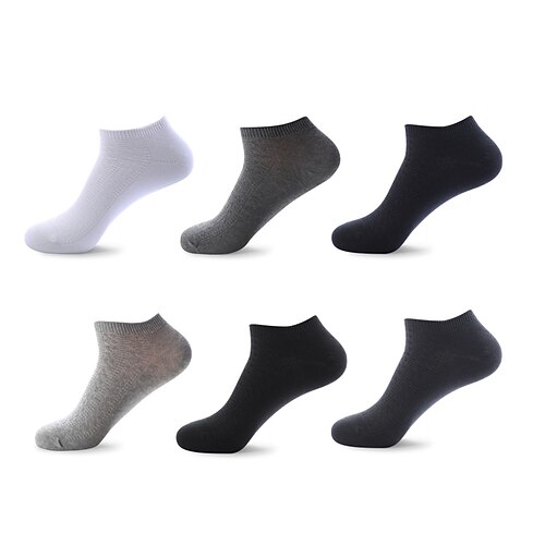 

Men's 6 Pairs Socks Casual Socks Comfort Cotton Solid Colored Thin Spring & Summer Multi color Black Light gray