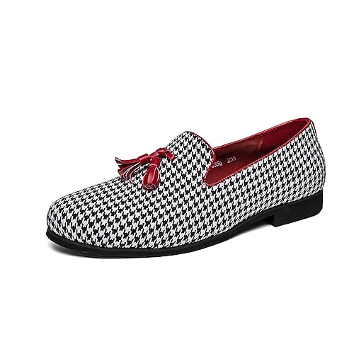 

Hombre Zapatos de taco bajo y Slip-On Mocasines de borla Casual Diario PU Negro Rojo Otoño Primavera