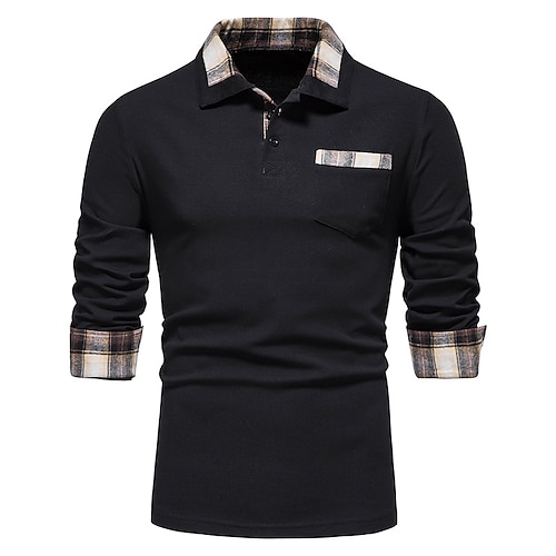 

Men's Golf Shirt Lattice Turndown Casual Daily Button-Down Long Sleeve Tops Sportswear Casual Fashion Comfortable White Black Light gray Summer Shirts
