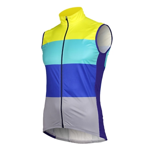 

21Grams Men's Cycling Jersey Sleeveless Bike Top with 3 Rear Pockets Mountain Bike MTB Road Bike Cycling Breathable Quick Dry Moisture Wicking Reflective Strips Blue Yellow Color Block Polyester