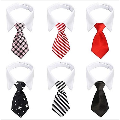 

Bow Tie Dog Collar, 6 Pieces Adjustable Pets Dog Cat Neck Ties Pet Necktie With Suit White Collar For Medium Large Dogs Tuxedo Costumes Grooming Accessories, Dog Tux Ties For Wedding