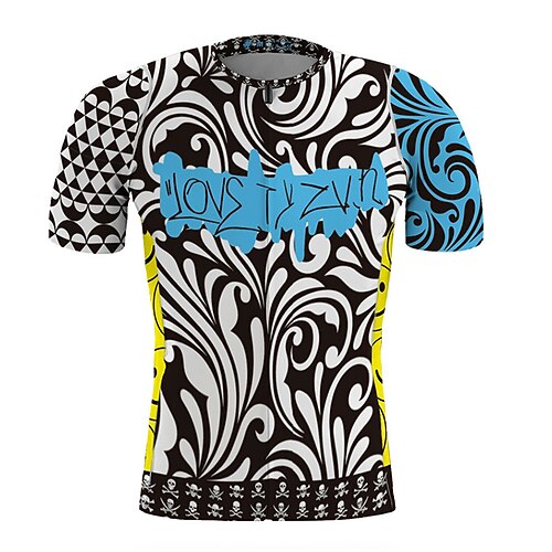 

21Grams Men's Cycling Jersey Short Sleeve Bike Top with 3 Rear Pockets Mountain Bike MTB Road Bike Cycling Breathable Quick Dry Moisture Wicking Reflective Strips Black White Paisley Skull Polyester
