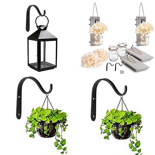 

10pcs 70mm Iron Wall Hook Metal Hanging Plant Support Flower Basket Decorative Arc Hook Suitable For Flower Pot Bird Feeder Lantern