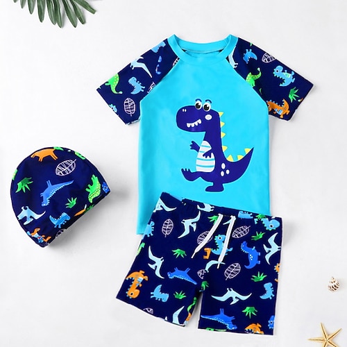 

Kids Boys Three Piece Swimwear Outdoor Animal Active Drawstring Bathing Suits 3-12 Years Spring Blue