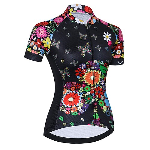 

21Grams Women's Cycling Jersey Short Sleeve Bike Top with 3 Rear Pockets Mountain Bike MTB Road Bike Cycling Breathable Quick Dry Moisture Wicking Reflective Strips Black Butterfly Floral Botanical
